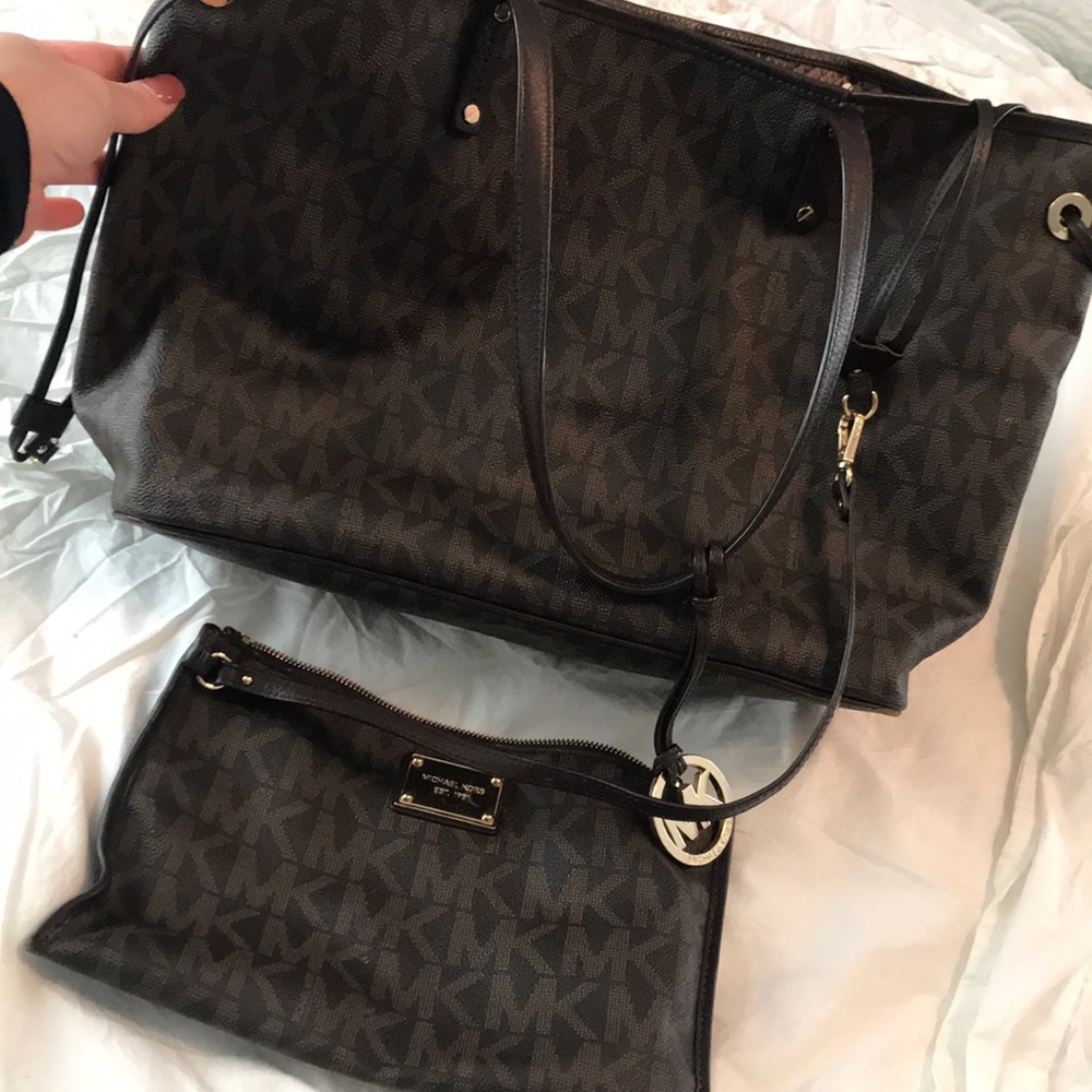 Large michael kors tote with small bag